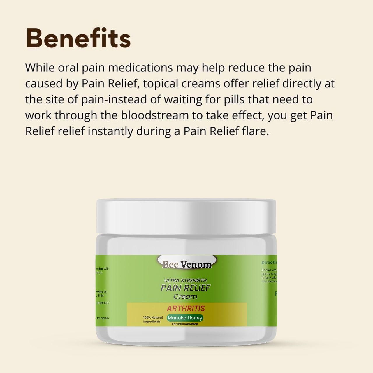 Bee Venom Pain Relief Cream – Fast-Acting Joint & Muscle Support (Pack of 2)